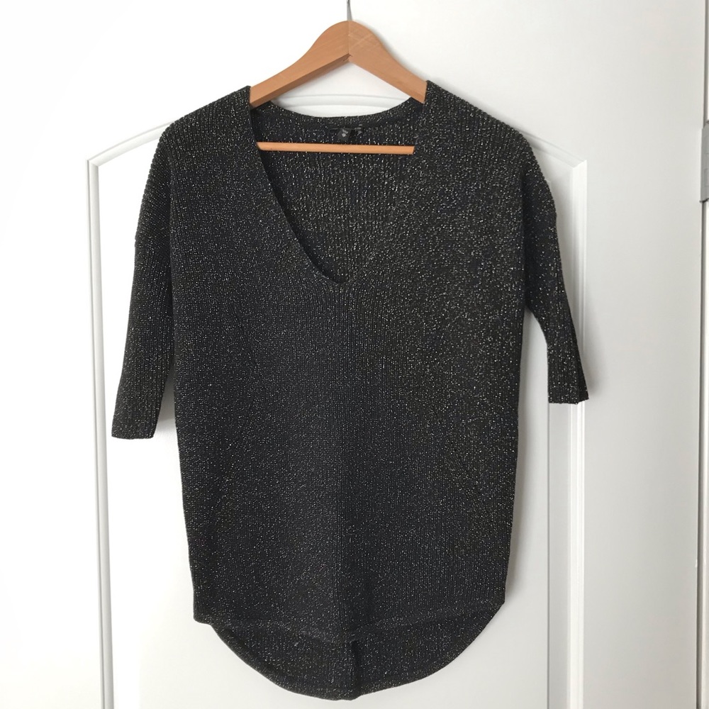 Express Gold Fleck Elbow Sleeve Sweater